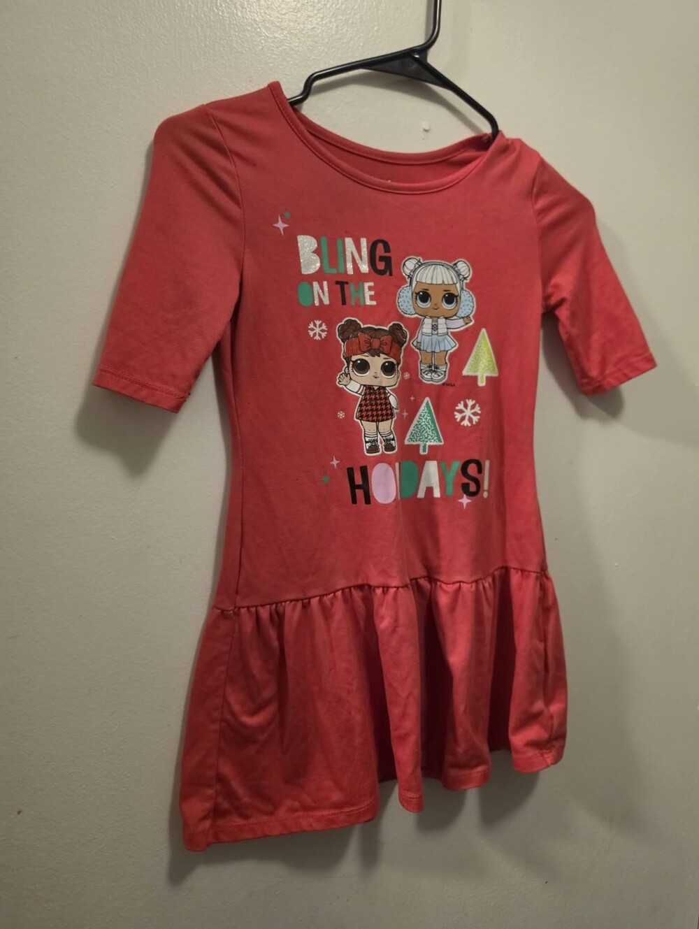 L.O.L. Surprise! Red Holiday Graphic Drop-Waist Dress